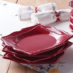 Elegant Red Dinner Plate Set